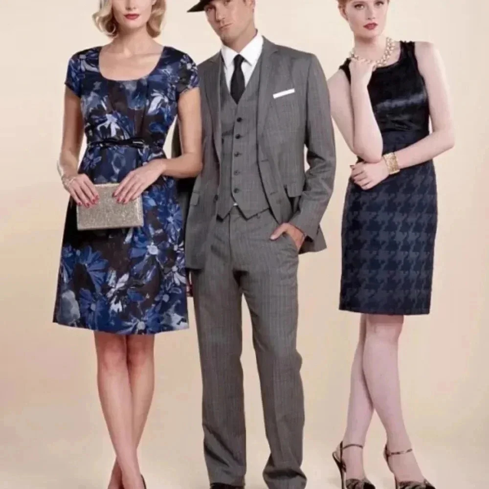 Banana Republic Mad Men Collection Blue Begonia Dress Size 4 - Picture 3 of 16